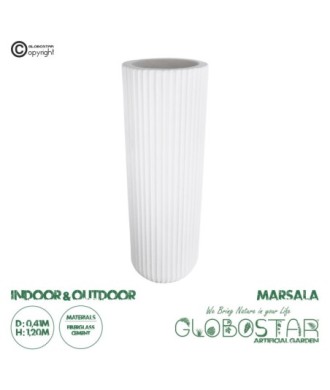 GloboStar® Artificial Garden MARSALA 20735 Επιδαπέδιο Πολυεστερικό Τσιμεντένιο Κασπώ Γλάστρα - Flower Pot Λευκό Φ41 x Υ120cm